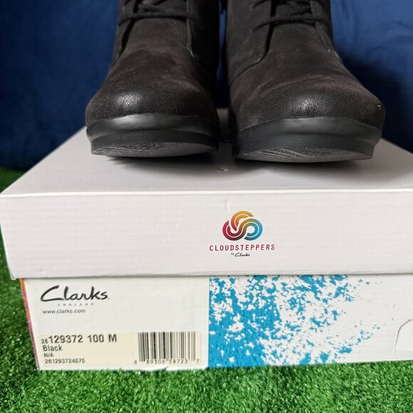 Clarks Women's Cloudsteppers Caddell Hop Wedge Booties Black Boots Size 10 M NEW - Picture 10 of 10